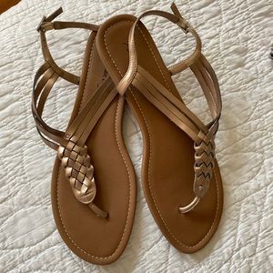 12 braided gold thong sandals